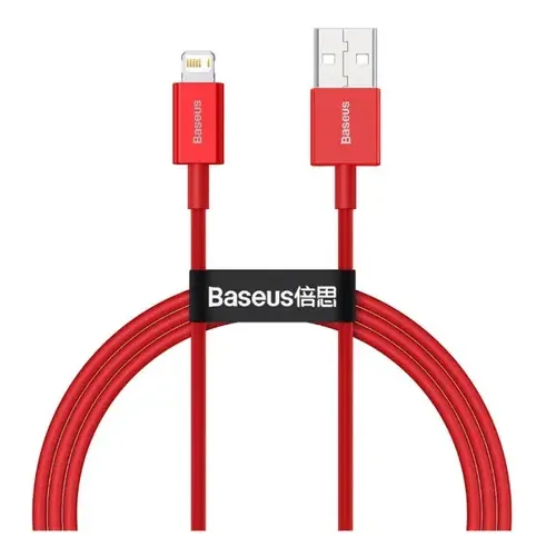 Cabo USB-A x Lightning Carregamento Rápido 2.4a Baseus 1 Metro Cor Vermelho