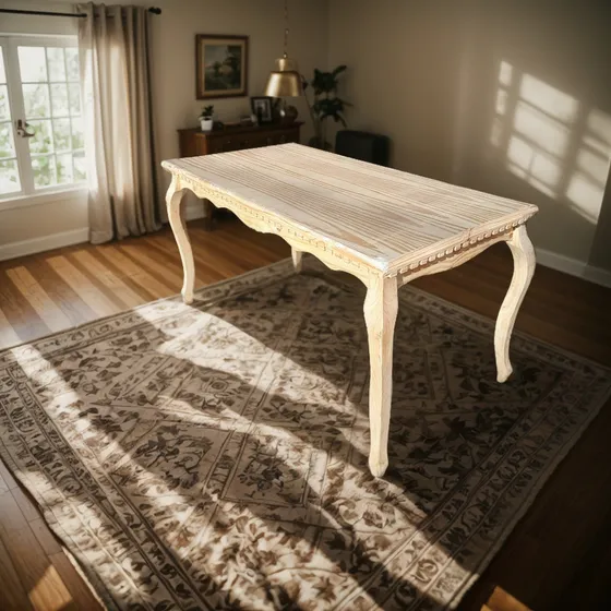 Mesa Estilo Provenzal 140cm Pino Macizo Natural Natural