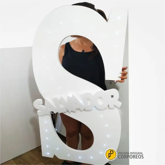 Pack 1 Letras Con Led 70cm Polyfan 2cm Boda 15 Años Cumple