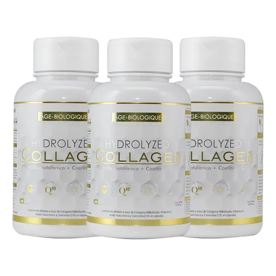 Colageno Hydrolizado Age Biologique Ac Hi Q10 Vitc 60caps X3 Sabor Sin sabor