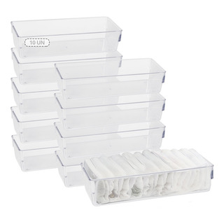 Kit 10 Organizador De Gavetas Acrilico Meia Cueca Roupas Kit 10 Organizador De Gavetas Acrilico Meia Cueca Roupas