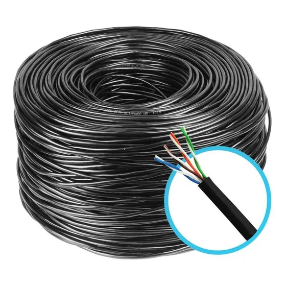 Cabo Rede Cat5 Preto Cftv Multilaser 4 Pares 100 Metro