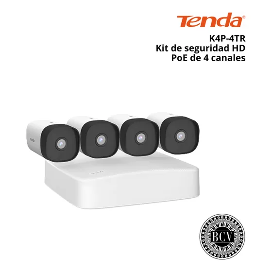 Cámara Vigilancia Tenda K4p-4tr Kit 4 Unidades 1080p Hd Nvr