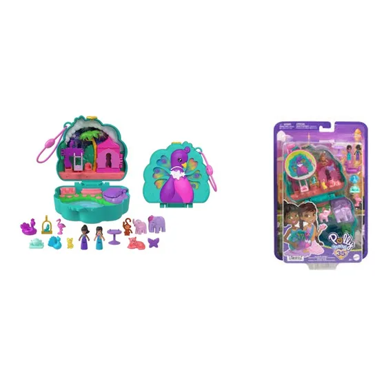 Playset Polly Pocket Mundo Sorpresa Pavo Real Ub