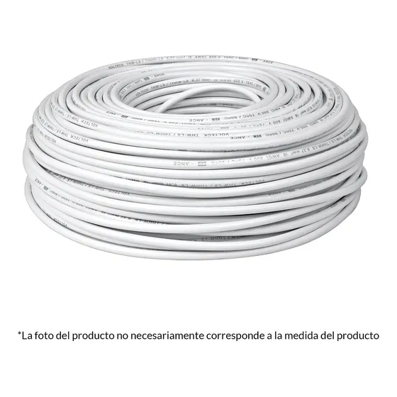 Rollo De 100m De Cable Thw Cca 8 Awg Blanco, Volteck, 40204