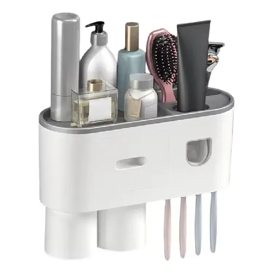 Soporte Dispensador Pasta Dientes Y Portacepillos Con2 Vasos