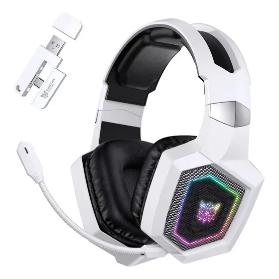 Audífonos Gamer Onikumagt806 Inalámbrico Bluetooth2.4g Color Blanco