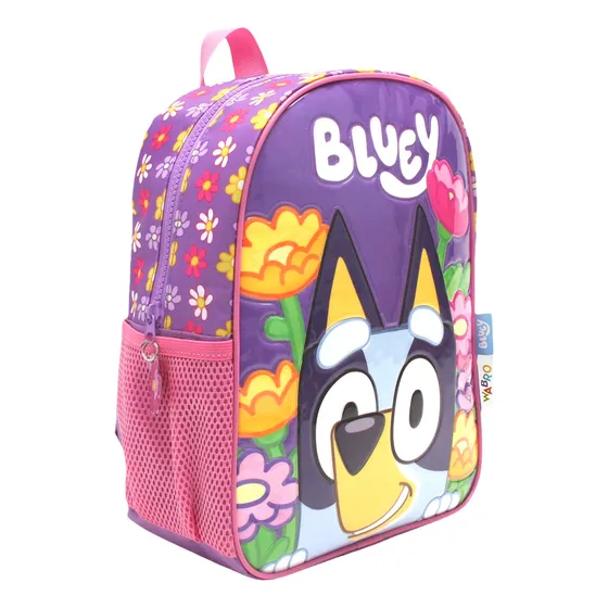 Mochila Bluey Jardin 12¨ Espalda Wabro Infantil Color Violeta Diseño De La Tela Liso