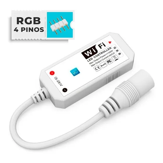 Controlador Wifi P Fita Led Rgb Alexa E Google Home Premium+ Tensão de operação 5-28V 5v a 28v