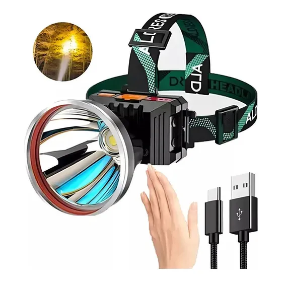 Para Linterna Frontal Led Para Minero Recargable Con Usb-c