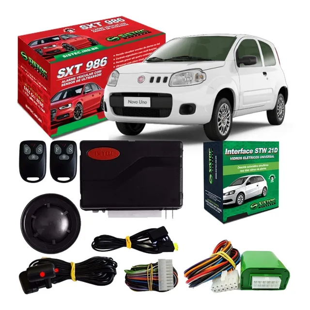 Alarme Automotivo 2 Controles + Modulo Subida De Vidros 2p