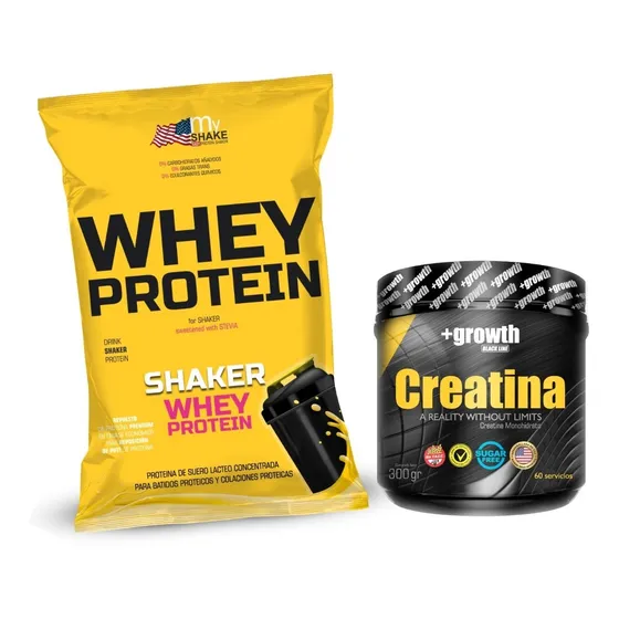 1k Proteína Whey Myshaker Stevia + Creatina 300g +growth Sabor Chocolate