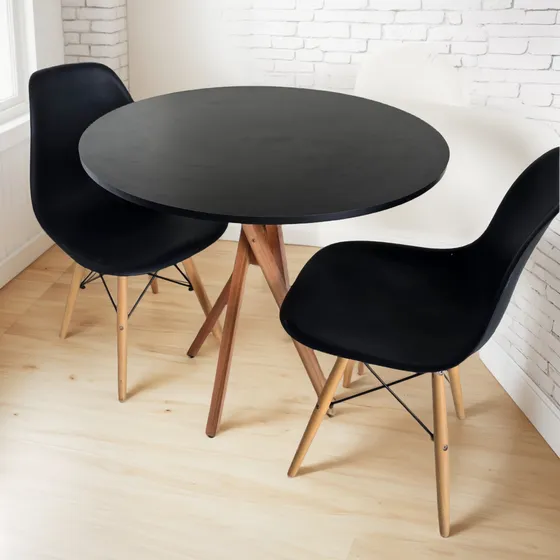 Mesa Jantar Redonda Madeira 80cm Estilo Industrial 