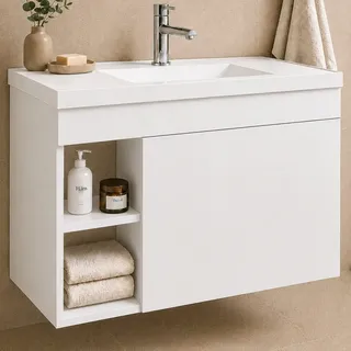 Blue Moby Armário Gabinete para Banheiro Suspenso e Cuba Design Moder