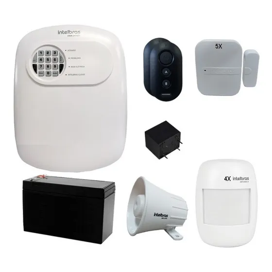 Kit Alarme Intelbras Anm 24 Net 5 Sensor Xas 4010 4 Ivp2000 