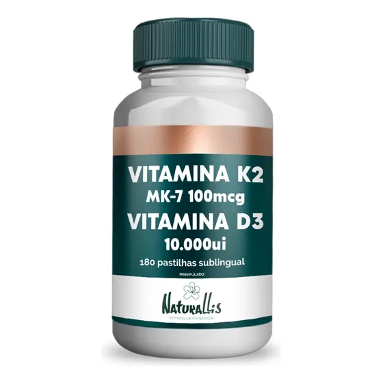 Vitamina K2 100 Mcg + Vitamina D3 10.000 Ui 180 Sublinguais