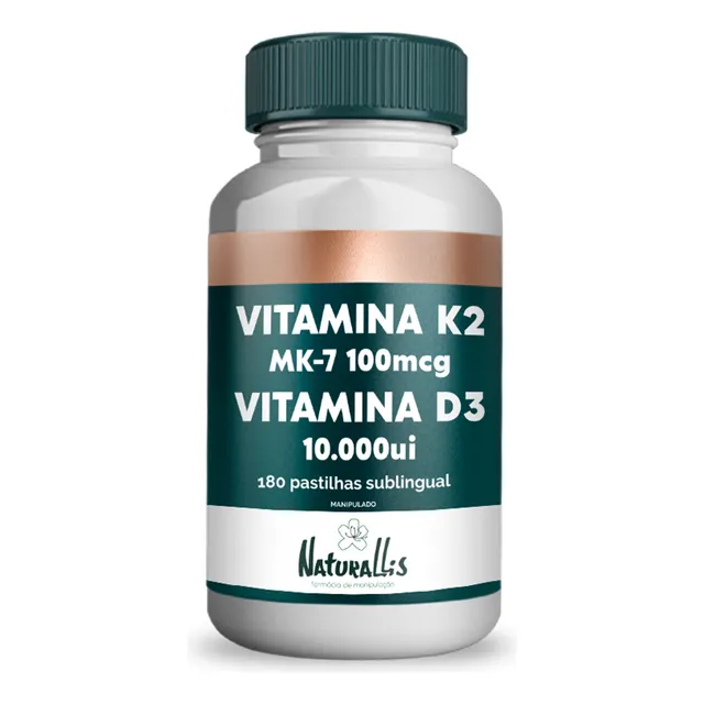 Vitamina K2 100 Mcg + Vitamina D3 10.000 Ui 180 Sublinguais
