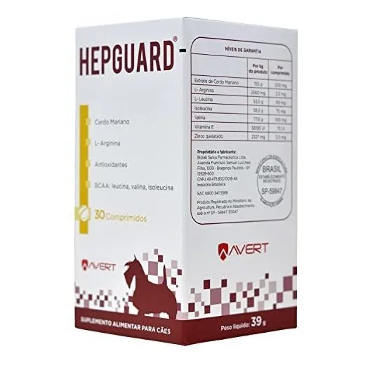 Suplemento Alimentar Para Cães Hepguard 30 Compr. Avert Full