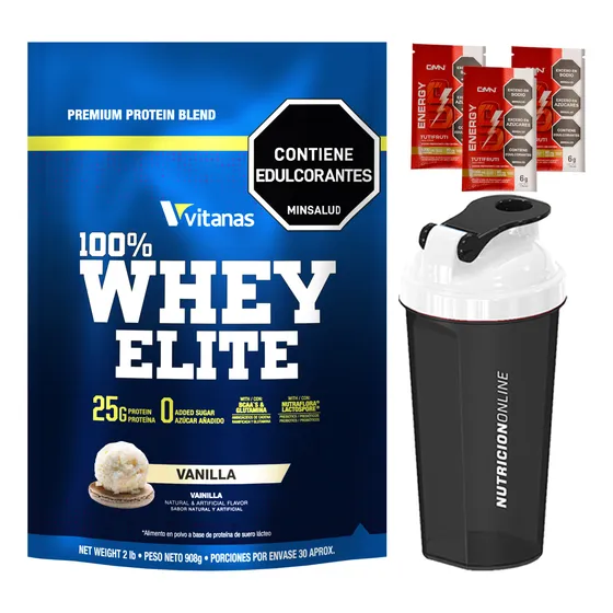 100% Whey Elite Proteina - 2lbs + Termo + 3 Energizantes