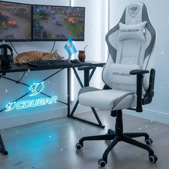 Silla Gamer Ergonómica Cougar Armor Elite Blanca Cuero Sintético 120kg