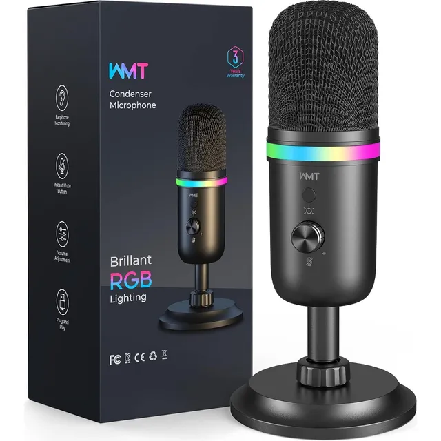 Wmt Microfono Usb Gaming Rgb Streaming Pc Mac Ps4 Ps5