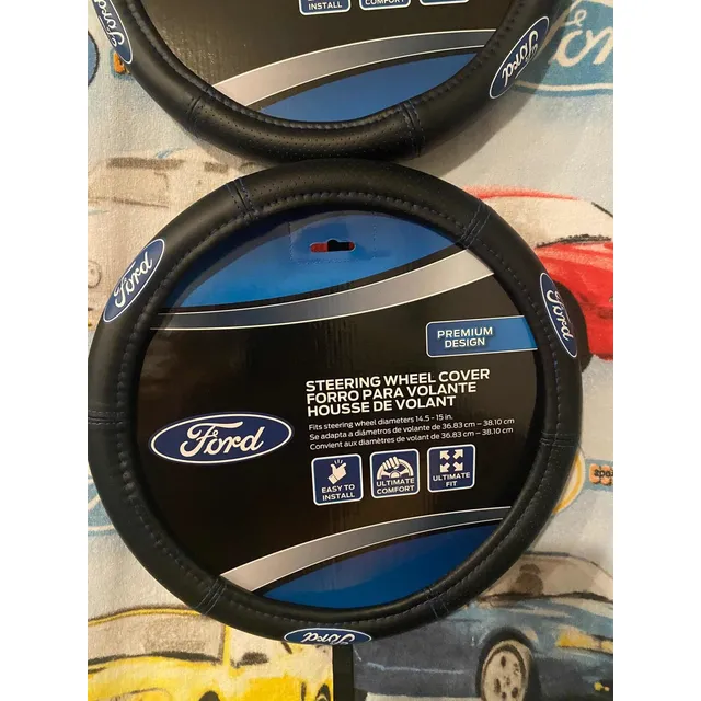 Forro O Cobertor Volante Ford En Piel Negro Cuero-sintético