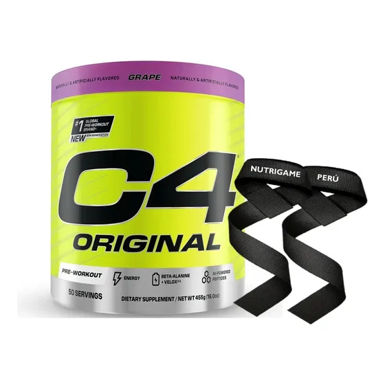 C4 Original 50 Servicios Pre Entreno + Straps- Tienda Física Grape
