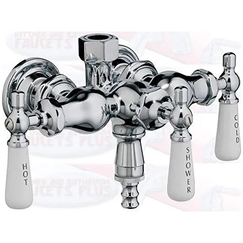 Grifo Desviador Bañera Cromado 3 Manija Palanca Porcelana