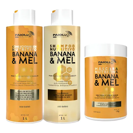 Paiolla Kit Banana Mel Hidratação Shampoo Condi Mascara 3x1l