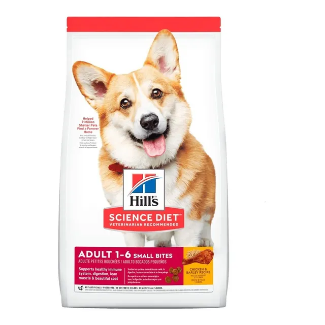 Alimento Hill's Science Diet Small Bites para perro adulto de raza pequeña sabor pollo y cebada de 2.268 kg
