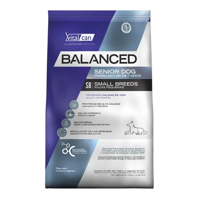 Alimento Vitalcan Balanced Adult Dog para perro senior de raza pequeña sabor mix en bolsa de 3 kg