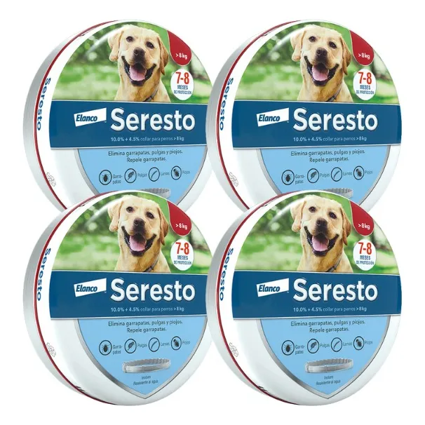 Seresto Perro Mayor A 8 Kg 4 Pack Envio Gratis Dhl