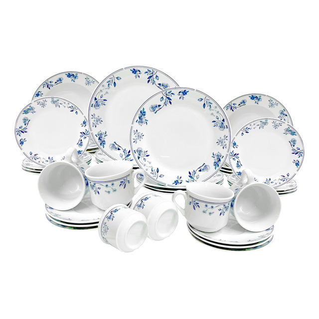 Aparelho De Jantar Mayara Em Porcelana 40 Peças Cor Branco E Azul Hauskraft Aparelho De Jantar Mayara Em Porcelana 40 Peças Cor Branco E Azul Hauskraft