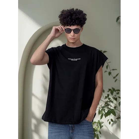 Sudadera Musculosa Algodon Negra Verano Connected Calidad