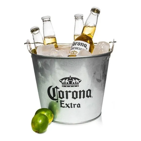 Balde Cubeta Hielera Metalica Corona Original + Destapador 1