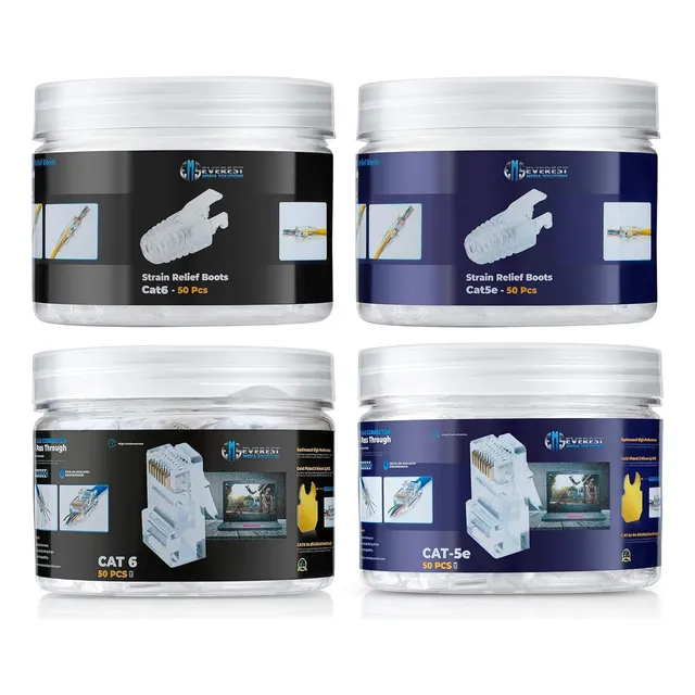 Paquete De 2 Conectores Rj45 Cat6 Con Botas De Alivio De Ten