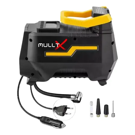Compressor de Ar Portátil Digital MULLTX 150 PSI 12V BIVOLT Com Lanterna Encher Pneu De Carro Moto Bicicleta Boia Bola