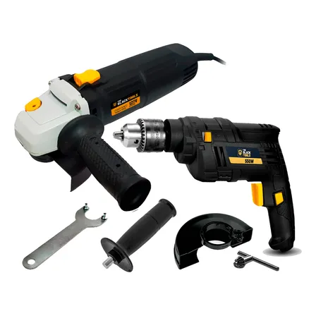 Kit Esmerilhadeira Angular 4.1/2 125mm 780w 11000rpm + Furadeira De Impacto 3/8 10mm 550w 2800rpm The Black Tools