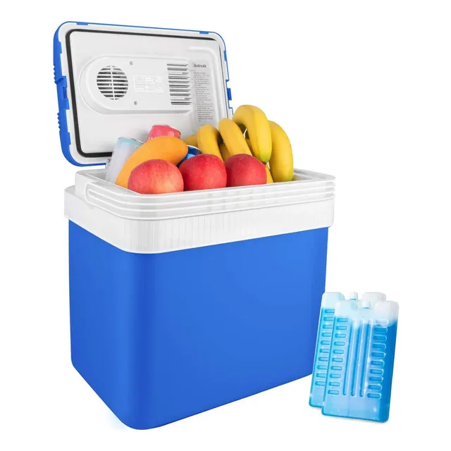 AstroAI ASIM24 Azul Enfriador Eléctrico de 24 Litros 12v Cc Cooler Portátil Hielera Camping Neveras Mini Refrigerador Freezer Azul para Autos Enchufe Dc