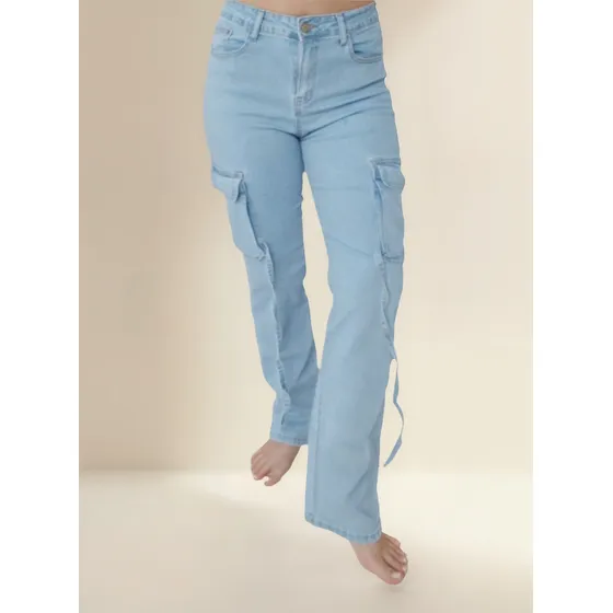  Pantalón Jeans Cargo  Tiro Alto Elena Boteli