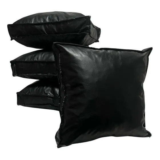 Pack X4 Almohadones Sillon Algarrobo Fuelle Ecocuero 50x50 Color 1- Negro