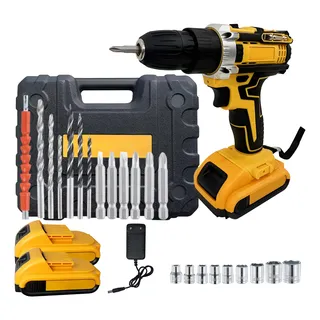 Furadeira Parafusadeira 48v 2 Baterias Lítio Sem Fio Maleta Amarelo 48v
