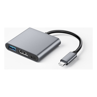 . Adaptador Tipo C A Hdmi Tres En Uno, Plateado, . Adaptador Tipo C A Hdmi Tres En Uno, Plateado,