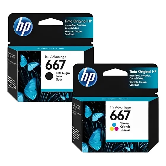Cartucho De Tinta Hp 667 Deskjet Advantage Color Negro Y Coloreado 4 Ml ...
