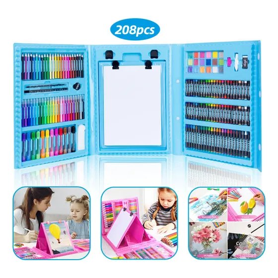 School Supplies Suitcase Children's Drawing Box 208 Pcs