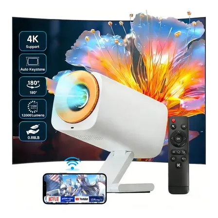 Mini Projetor Portátil 1080p Full Hd Android13 Smart Wifi6 Led Projector 12000Lumen 180°girável Projector