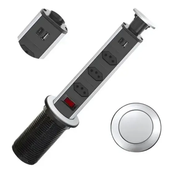 Torre De Tomada Retrátil De Embutir Multiplug Usb 10a Usb C