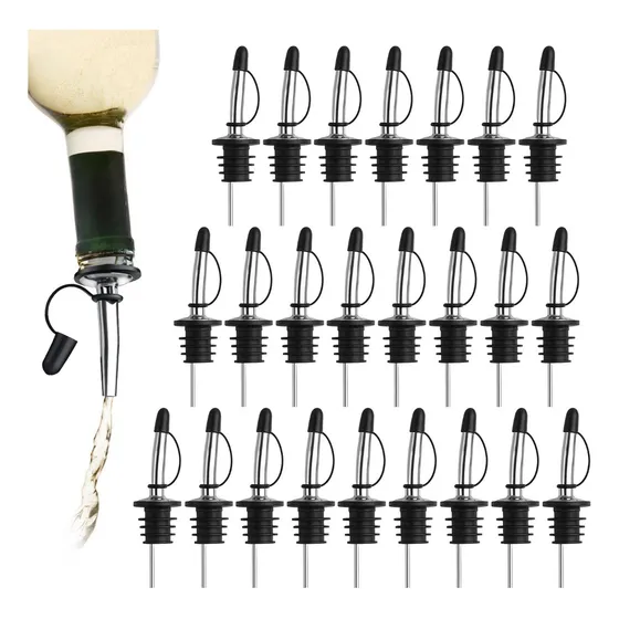 24 Dosificador Botellas Inoxidable Tapón Para Kitchen Bar Color Plateado