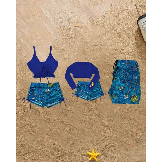 Traje De Baño Familiar Combinación 3 Set De 4 Personalizable