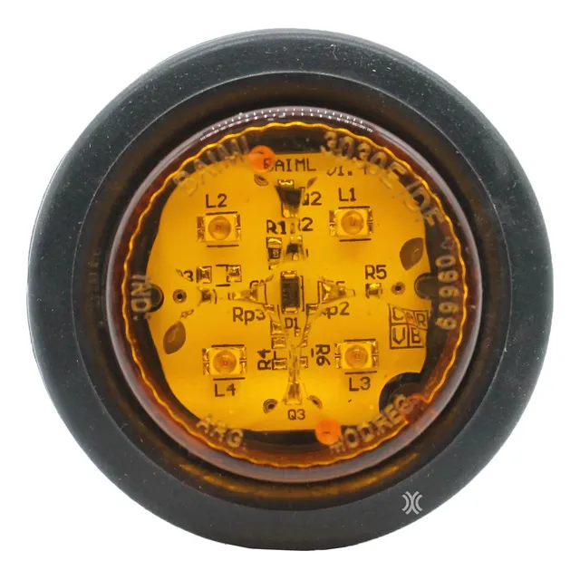 Faro Electrónico Redondo Bivoltaje 12v - 24v C/4 Led Ambar